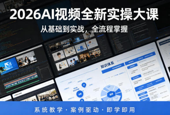 ai视频教程大全，AI视频实操从基础到实战课，全流程即学即用 