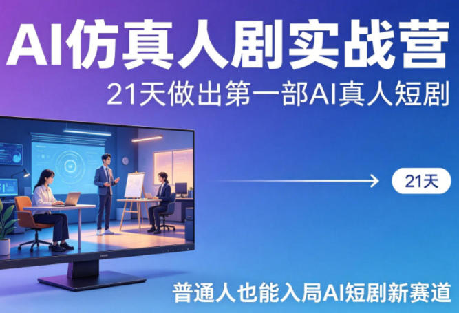 AI仿真人剧实战营，21天做出第一部AI真人短剧