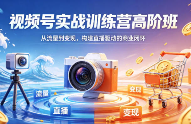 视频号实战训练营高阶班，从流量到变现