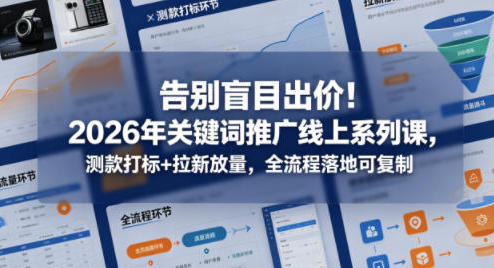 告别盲目出价，关键词推广测款打标+拉新放量 全流程落地可复制