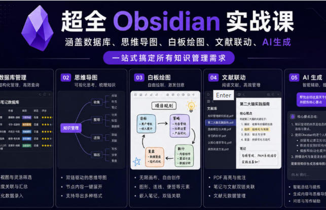 超全Obsidian实战课，一站式搞定所有知识管理需求
